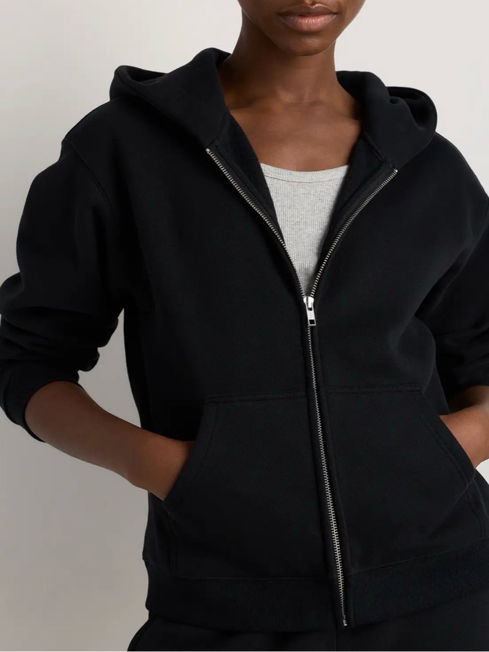 Quince Everyday Fleece Full-Zip Hoodie Black medium women’s jacket